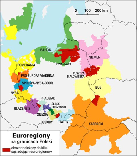 mapa euroregionów